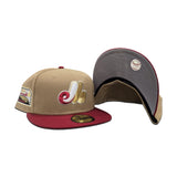 Khaki Montreal Expos Brick Red Visor Gray Bottom Olympic Stadium Side patch New Era 59Fifty Fitted