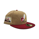 Khaki Montreal Expos Brick Red Visor Gray Bottom Olympic Stadium Side patch New Era 59Fifty Fitted