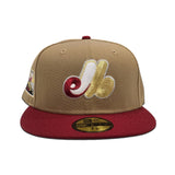 Khaki Montreal Expos Brick Red Visor Gray Bottom Olympic Stadium Side patch New Era 59Fifty Fitted