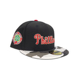 Black Philadelphia Phillies Urban Camo Visor Gray Bottom 100th Anniversary Side Patch New Era 59Fifty Fitted