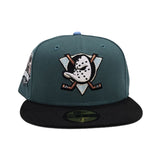 Pine Needle Green Anaheim Mighty Ducks Black Visor Icy Blue Bottom 2003 Stanley Cup Side Patch New Era 59Fifty Fitted