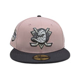 Pink Rouge Anaheim Mighty Ducks Graphite Visor Gray Bottom 2007 Stanley Cup Champions Side Patch New Era 59Fifty Fitted