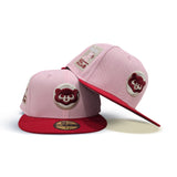 Pink Chicago Cubs Red Visor Gray Bottom Be Alert Foul Balls Side Patch "Valentines Day Collection" New Era 59Fifty Fitted