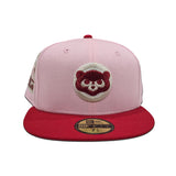 Pink Chicago Cubs Red Visor Gray Bottom Be Alert Foul Balls Side Patch "Valentines Day Collection" New Era 59Fifty Fitted