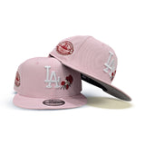 Pink Los Angeles Dodgers Rose Gray Bottom Dodger Stadium 50th Anniversary Side Patch New Era 9Fifty Snapback