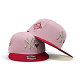 Pink New York Yankees Heart Red Visor Gray Bottom 1996 World Series Side Patch "Valentines Day Collection" New Era 9Fifty Snapback