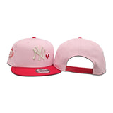 Pink New York Yankees Heart Red Visor Gray Bottom 1996 World Series Side Patch "Valentines Day Collection" New Era 9Fifty Snapback