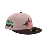 Pink Rouge Tampa Bay Rays Dark Brown Visor Green Bottom Tropicana Field Side Patch New Era 59Fifty Fitted