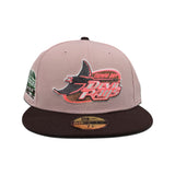 Pink Rouge Tampa Bay Rays Dark Brown Visor Green Bottom Tropicana Field Side Patch New Era 59Fifty Fitted