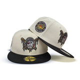 Off White Pittsburgh Pirates Black Visor Gray Bottom Three Rivers Stadium Side Patch New Era 59Fifty Fitted