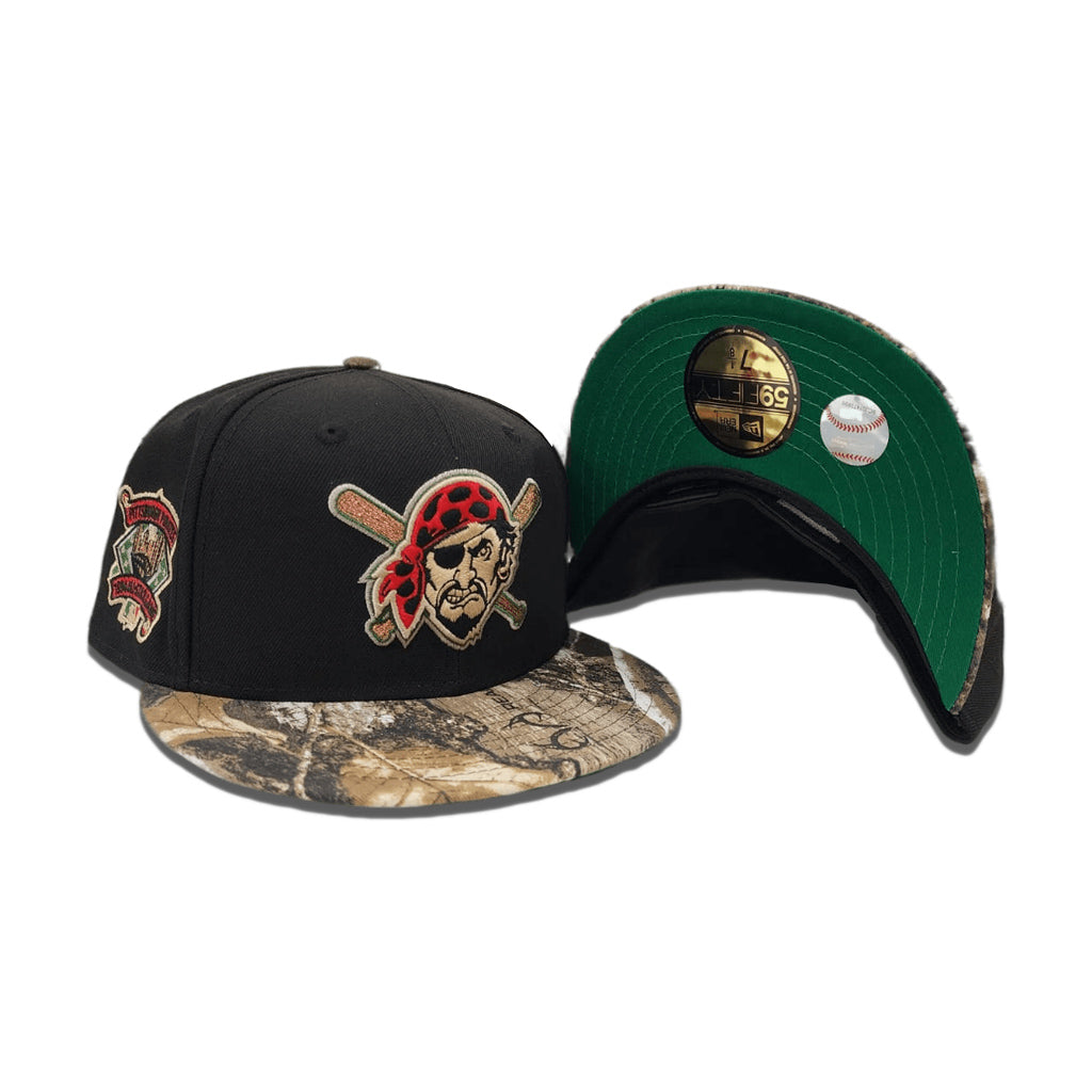 Black Pittsburgh Pirates Real Tree Visor Green Bottom 1994 All Star Game Side Patch New Era 59Fifty Fitted