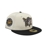 Off White Pittsburgh Pirates Black Visor Gray Bottom Three Rivers Stadium Side Patch New Era 59Fifty Fitted