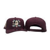 Plum Anaheim Mighty Ducks Gray Bottom 30th Anniversary Side Patch New Era Curved Brim A-Frame 9Fifty Snapback