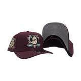 Plum Anaheim Mighty Ducks Gray Bottom 30th Anniversary Side Patch New Era Curved Brim A-Frame 9Fifty Snapback