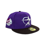 Purple Houston Astros Brown Visor Gray Bottom 35th Great Years Side Patch New Era 59Fifty Fitted