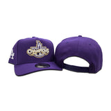 Purple Los Angeles Dodgers 2020 World Series Champions Curved Brim Gray Bottom Team Logo Side Patch New Era A-Frame 9Fifty Snapback