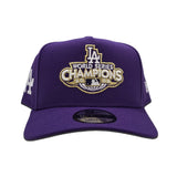 Purple Los Angeles Dodgers 2020 World Series Champions Curved Brim Gray Bottom Team Logo Side Patch New Era A-Frame 9Fifty Snapback