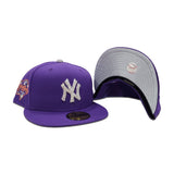 Swarovski Crystal Purple New York Yankees 2000 World Series Side Patch Silver Bottom New Era 59Fifty Fitted