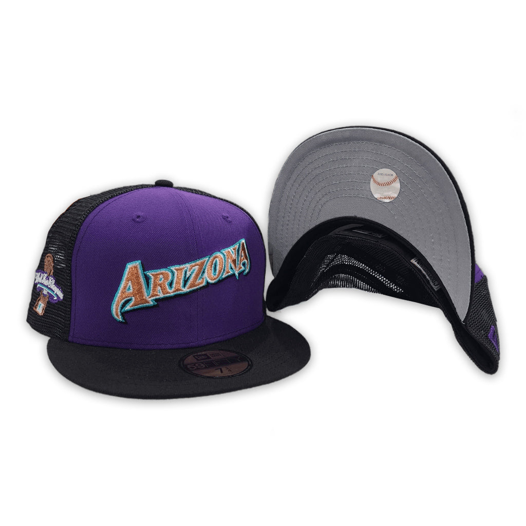 Arizona Diamondbacks 2001 World Champions 20th Anniversary New Era 59FIFTY Fitted Hat (Purple Black Camo Gray Under BRIM) 7 3/8