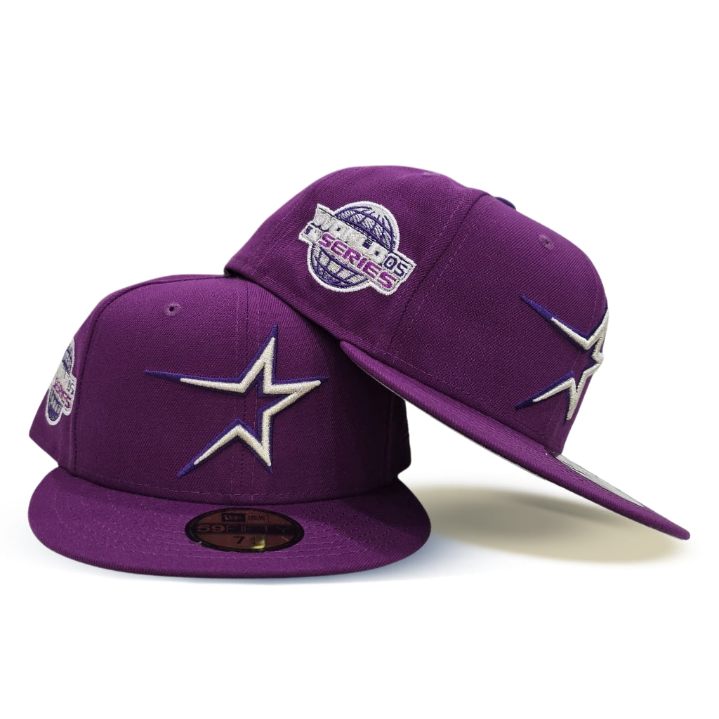 New Era Houston Astros T-Dot 20th Anniversary Patch Hat Club Exclusive 59Fifty Fitted Hat Purple/Black