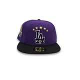 Purple Los Angeles Dodgers Black Visor Gray Bottom 40th Anniversary Side Patch New Era 59Fifty Fitted