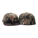 Real Tree APX Texas Rangers Parrot Logo Brown Visor Gray Bottom Final Season Side Patch New Era Fitted