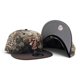 Real Tree APX Texas Rangers Parrot Logo Brown Visor Gray Bottom Final Season Side Patch New Era Fitted