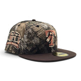 Real Tree APX Texas Rangers Parrot Logo Brown Visor Gray Bottom Final Season Side Patch New Era Fitted