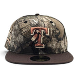 Real Tree APX Texas Rangers Parrot Logo Brown Visor Gray Bottom Final Season Side Patch New Era Fitted