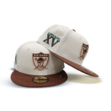 Off White Las Vegas Raiders Light Brown Visor Gray Bottom Super Bowl XV Side Patch New Era 59Fifty Fitted