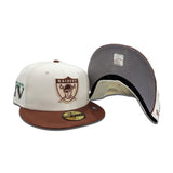 Off White Las Vegas Raiders Light Brown Visor Gray Bottom Super Bowl XV Side Patch New Era 59Fifty Fitted