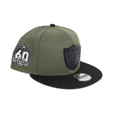 Oliver Green Las Vegas Raiders Black Visor 60th Anniversary Side Patch New Era Metal Badge 9Fifty Snapback