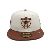 Off White Las Vegas Raiders Light Brown Visor Gray Bottom Super Bowl XV Side Patch New Era 59Fifty Fitted