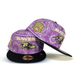 Purple Paisley Baltimore Ravens Black Visor Gray Bottom NFL 2002 Draft Side Patch New Era 59Fifty Fitted