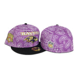 Purple Paisley Baltimore Ravens Black Visor Gray Bottom NFL 2002 Draft Side Patch New Era 59Fifty Fitted
