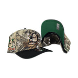 Real Tree Anaheim Mighty Ducks Black Visor Green Bottom "Mighty Decade" EST 1993 Side Patch New Era Curved Brim A-Frame 9Fifty Snapback