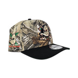 Real Tree Anaheim Mighty Ducks Black Visor Green Bottom "Mighty Decade" EST 1993 Side Patch New Era Curved Brim A-Frame 9Fifty Snapback