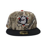 Real Tree Anaheim Mighty Ducks Black Visor Green Bottom 10th Years Side Patch New Era 59Fifty Fitted