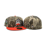 Real Tree Camo Anaheim Mighty Ducks Mascot Logo Orange Visor Gray Bottom Mighty Ducks Side Patch New Era 59Fifty Fitted