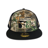 Real Tree Camo Jackie Robinson 75th Years Black Trucker Gray Bottom 42 Side Patch New Era 59Fifty Fitted