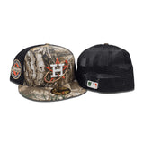 Real Tree Houston Astros Black Trucker Green Bottom Celebrating 45 Years Side Patch New Era 59Fifty Fitted