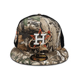 Real Tree Houston Astros Black Trucker Green Bottom Celebrating 45 Years Side Patch New Era 59Fifty Fitted
