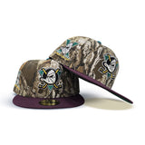Real Tree Anaheim Mighty Ducks Plum Visor Green Bottom "Mighty Decade" EST 1993 Side Patch New Era 59Fifty Fitted