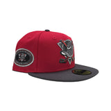 Red Anaheim Mighty Ducks Dark Gray Visor Gray Bottom Anaheim Ducks Side Patch New Era 59Fifty Fitted