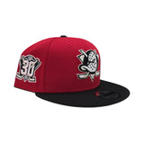 Red Anaheim Mighty Ducks Black Visor Pink Bottom 30th Anniversary Side Patch "Valentines Day Collection" New Era 9Fifty Snapback