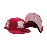 Red Anaheim Mighty Ducks Pink Bottom 30th Anniversary Side Patch "Valentines Day Collection" New Era 59Fifty Fitted