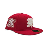 Red Anaheim Mighty Ducks Pink Bottom 30th Anniversary Side Patch "Valentines Day Collection" New Era 59Fifty Fitted