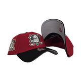 Red Anaheim Mighty Ducks Black Curved Brim Gray Bottom 30th Anniversary Side Patch New Era A-Frame 9Forty Snapback