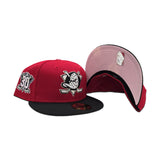 Red Anaheim Mighty Ducks Black Visor Pink Bottom 30th Anniversary Side Patch "Valentines Day Collection" New Era 59Fifty Fitted