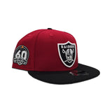 Red Las Vegas Raiders Black Visor Gray Bottom 60th Anniversary New Era 9Fifty Snapback